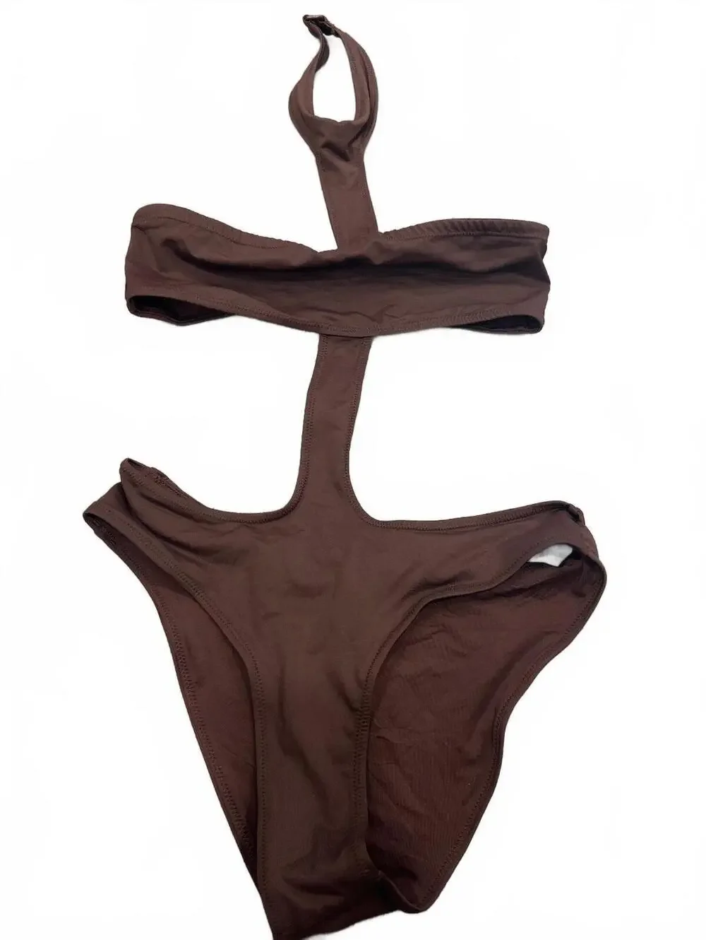 nwot Skims swim cut- out halter monokoni in cocoa